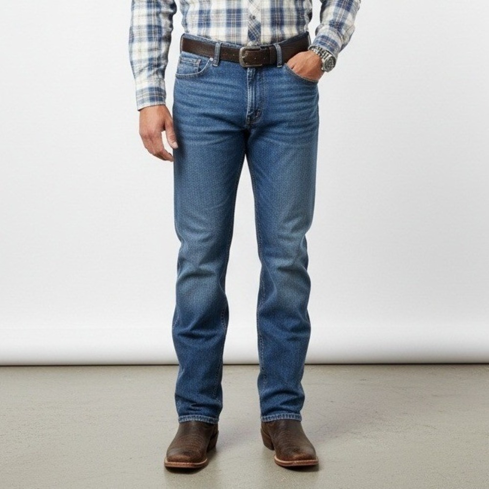 Wrangler 47MWZ Advanced Comfort Regular Fit Jeans Mens 36x32 Denim‎ Blue
